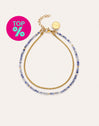 Chevillière Double Cleopatra Bleu Acier Plaqué Or