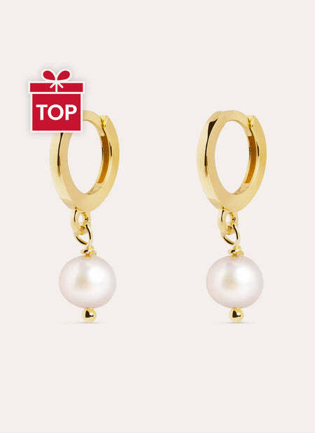 Pearl Gold Hoop Earrings