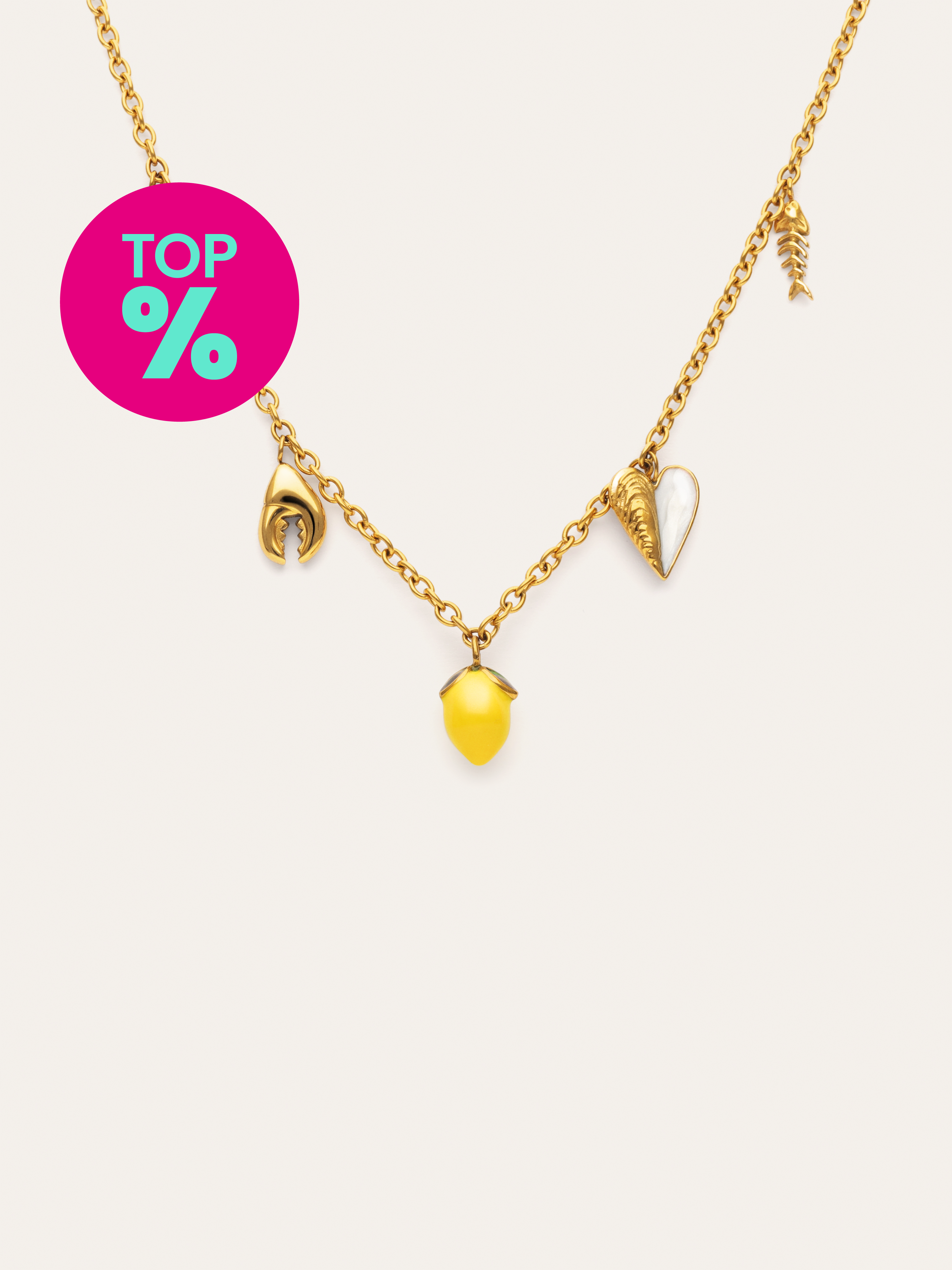 Collier Multicharm Apéritif Marin Acier Plaqué Or