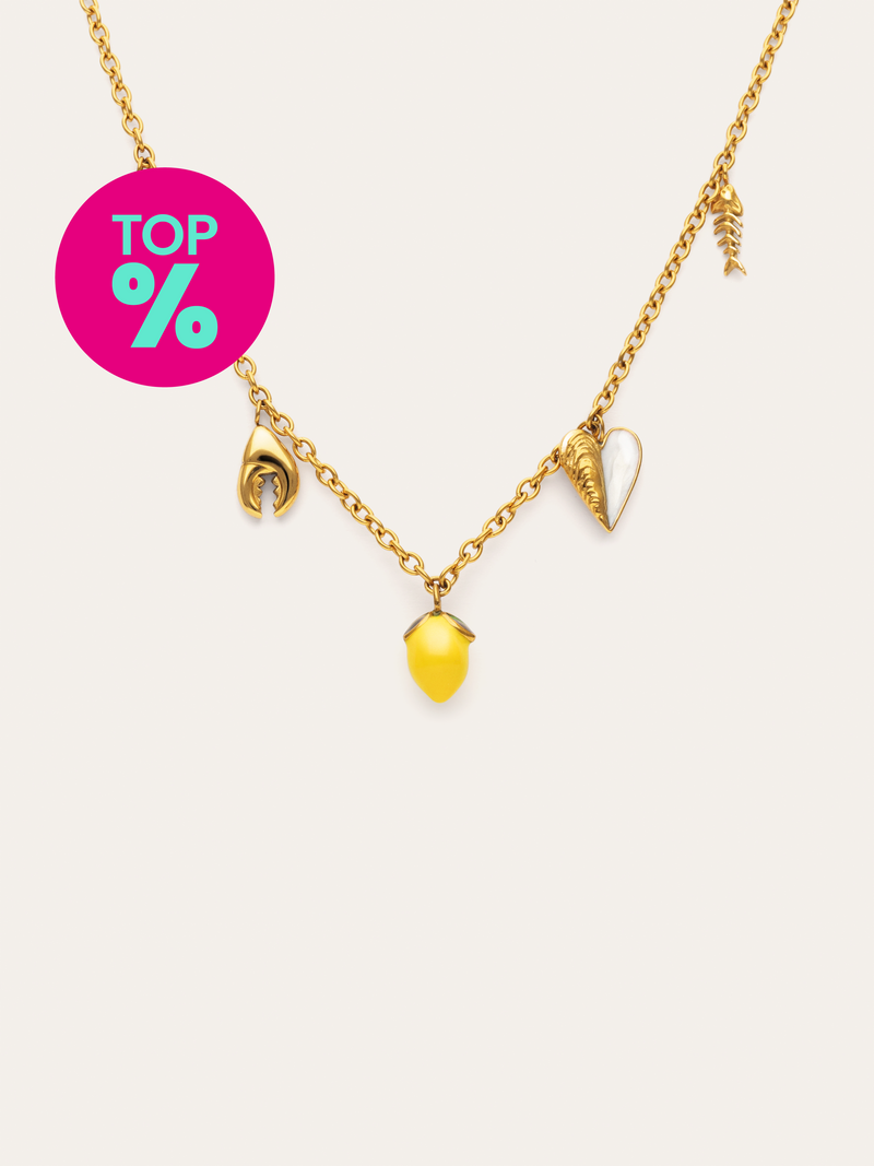 Collier Multicharm Apéritif Marin Acier Plaqué Or