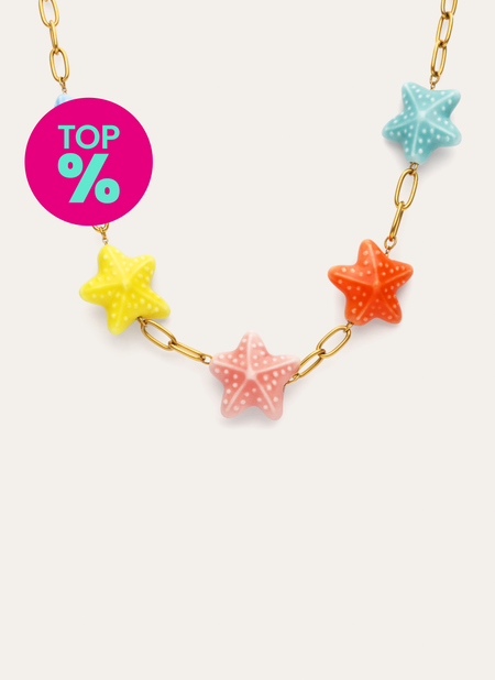 Collier Étoile de Mer Chic Couleur Acier Plaqué Or