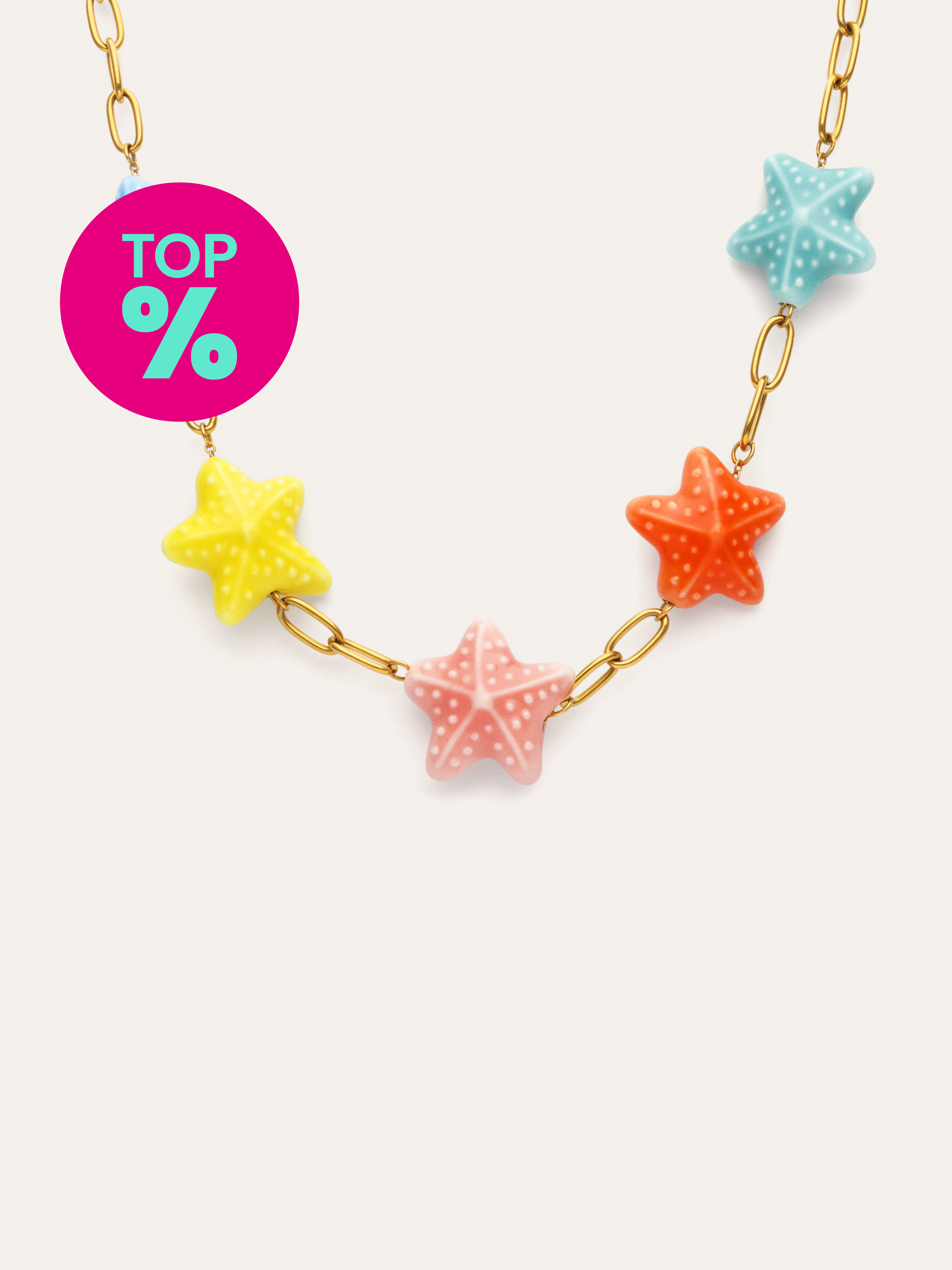 Collier Étoile de Mer Chic Couleur Acier Plaqué Or