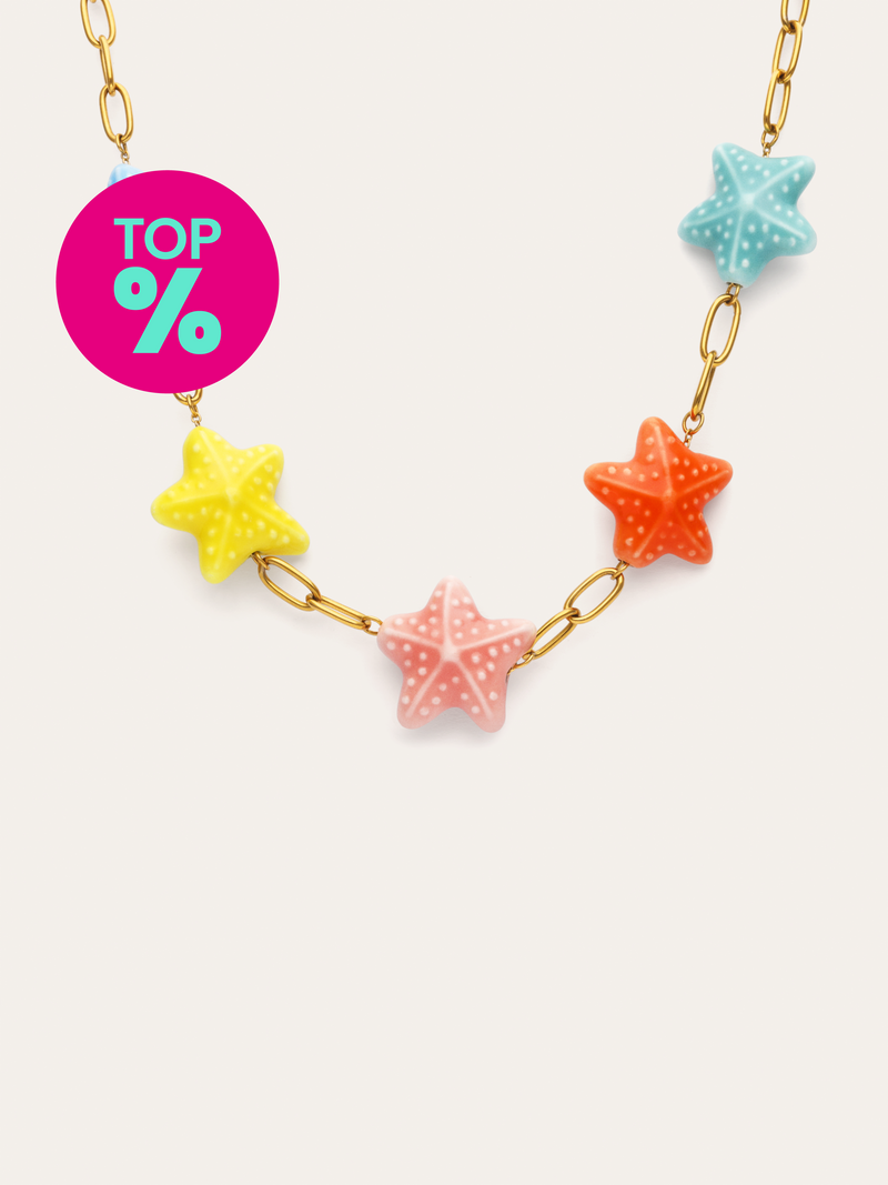 Collier Étoile de Mer Chic Couleur Acier Plaqué Or