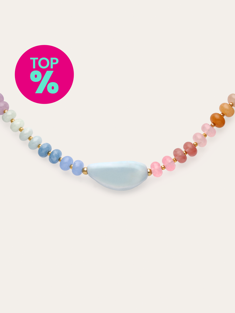 Collier Gummy Stones Acier Plaqué Or