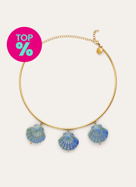 Choker Shelly Blue Acier Plaqué Or