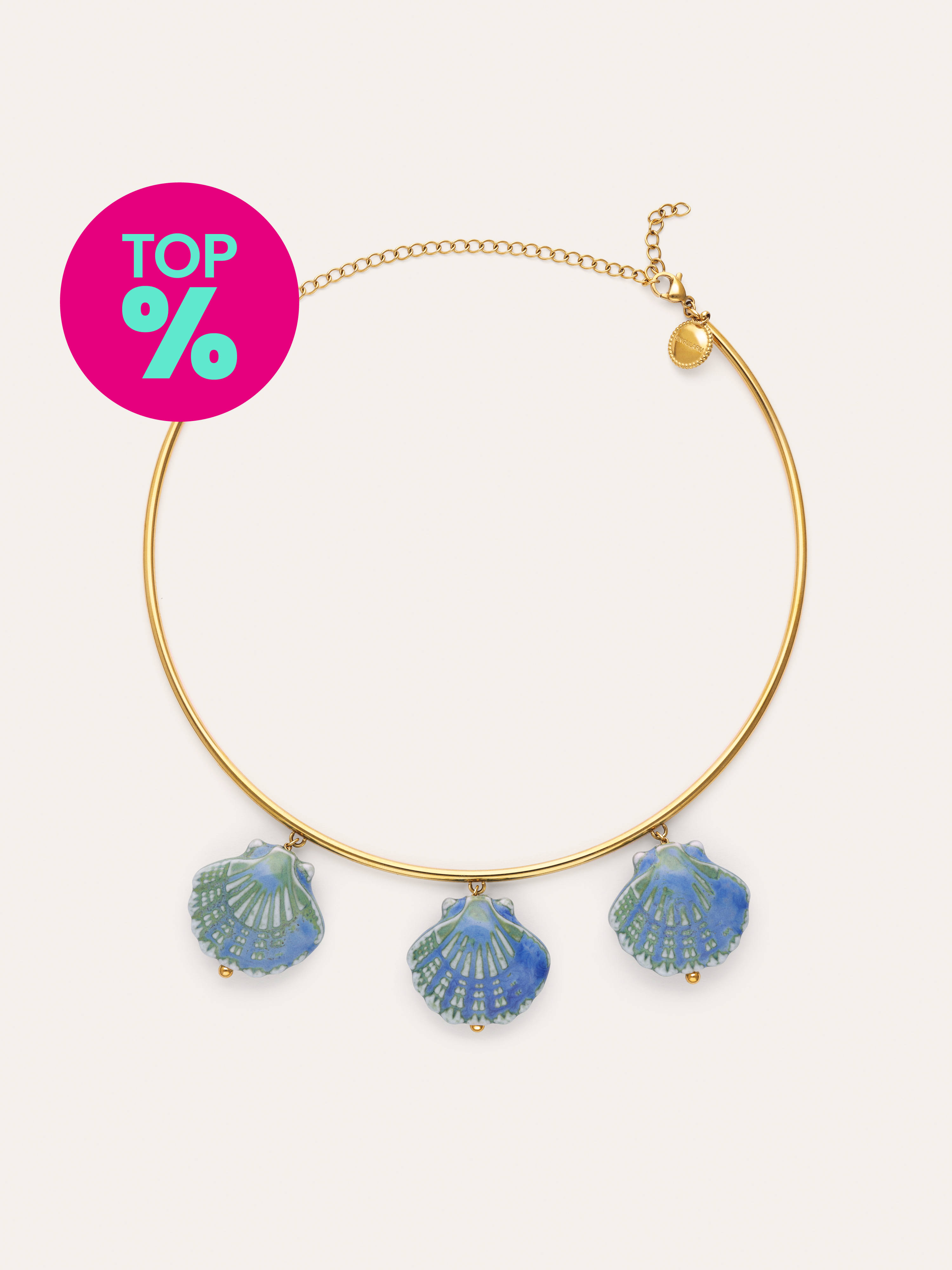 Choker Shelly Blue Acier Plaqué Or