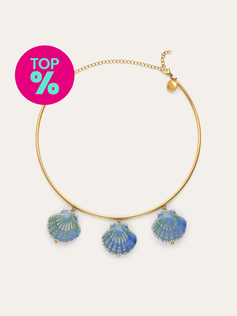 Choker Shelly Blue Acier Plaqué Or