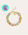 Link-Armband Rainbow Emaille Edelstahl mit Goldbeschichtung