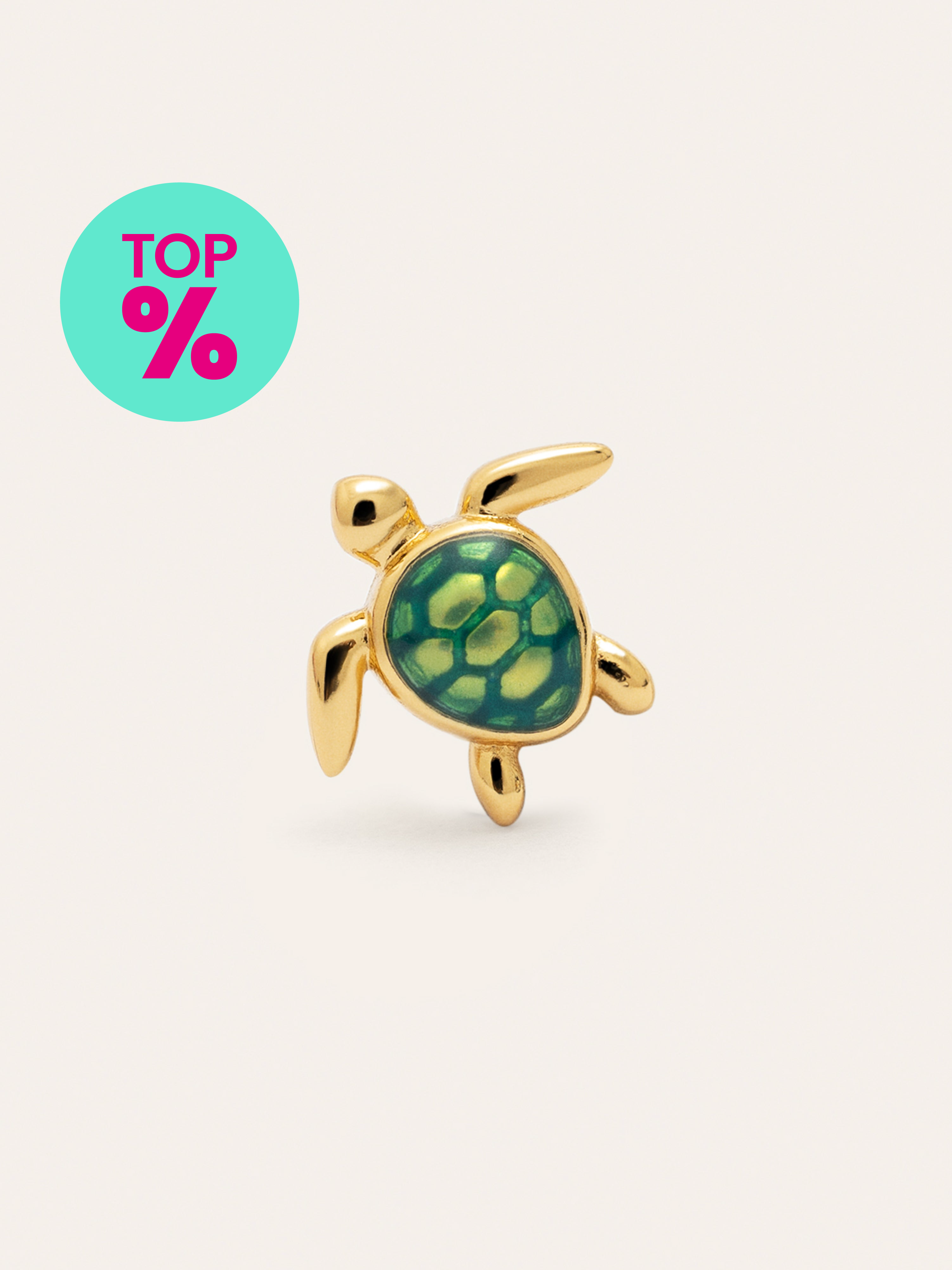 Boucle D’oreille à L’unité Tortue Plaqué Or