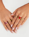Lovely Heart Red Enamel Ring, vergoldet