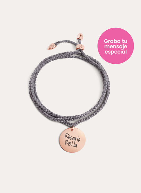 Pulsera Personalizada Dream Chic Gris Oscuro Plata Baño Oro Rosa