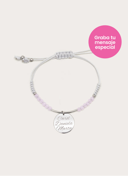 Pulsera Personalizada Dream Pink Plata