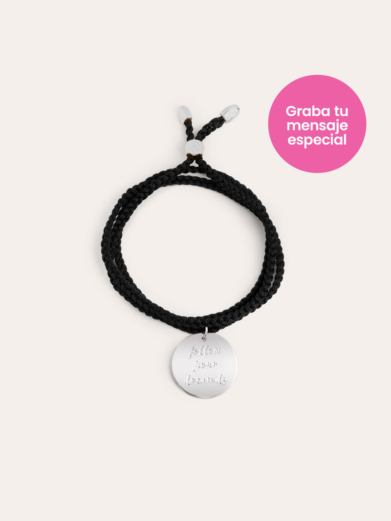 Pulsera Personalizada Dream Negra Plata