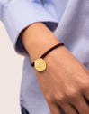 Personalisiertes Medallion Armband Braun, vergoldet