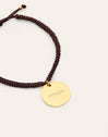 Personalisiertes Medallion Armband Braun, vergoldet