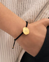 Personalisierbares Armband Medaillon Organic Schwarz Stahl Vergoldet
