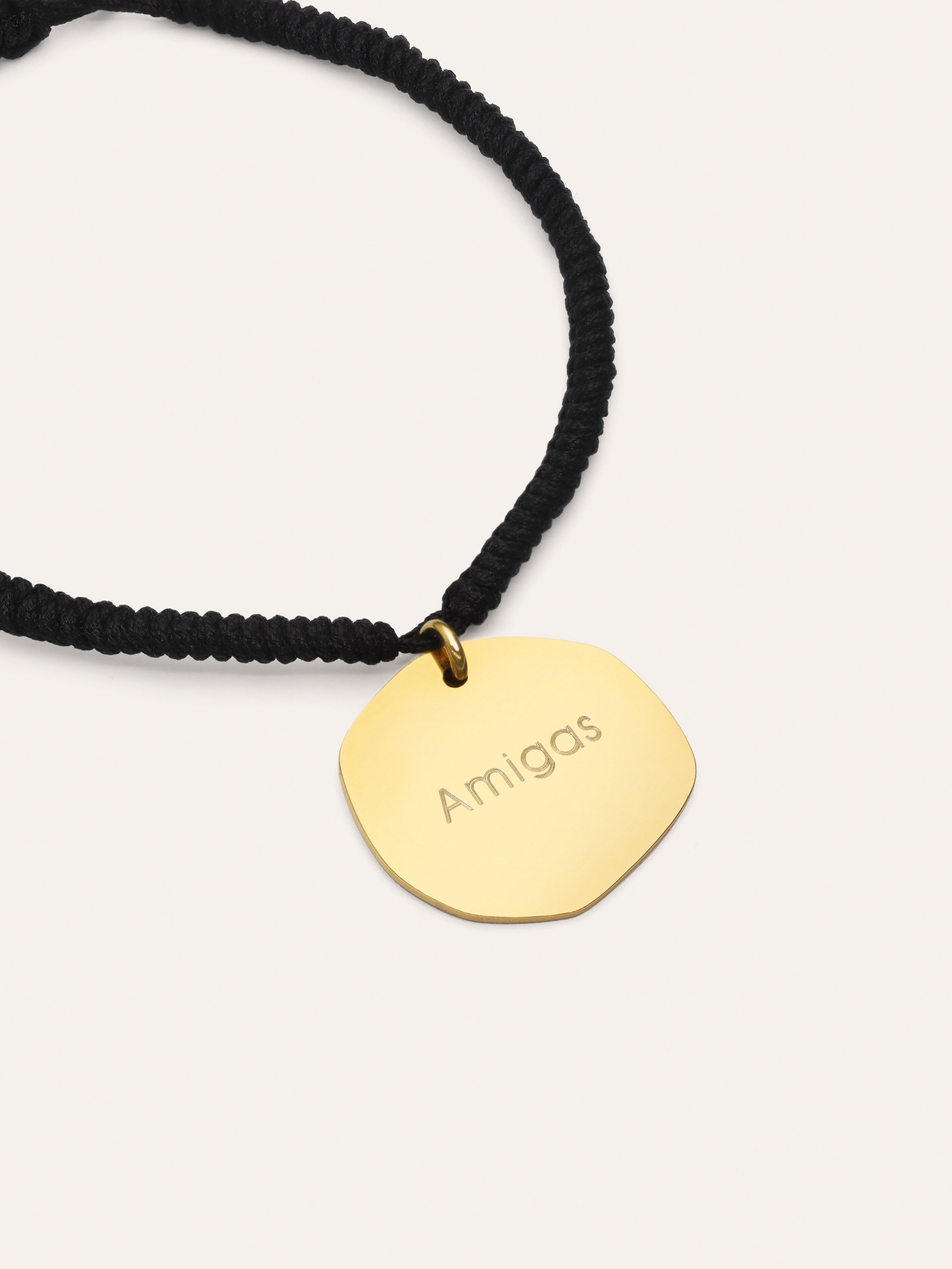 Personalisierbares Armband Medaillon Organic Schwarz Stahl Vergoldet