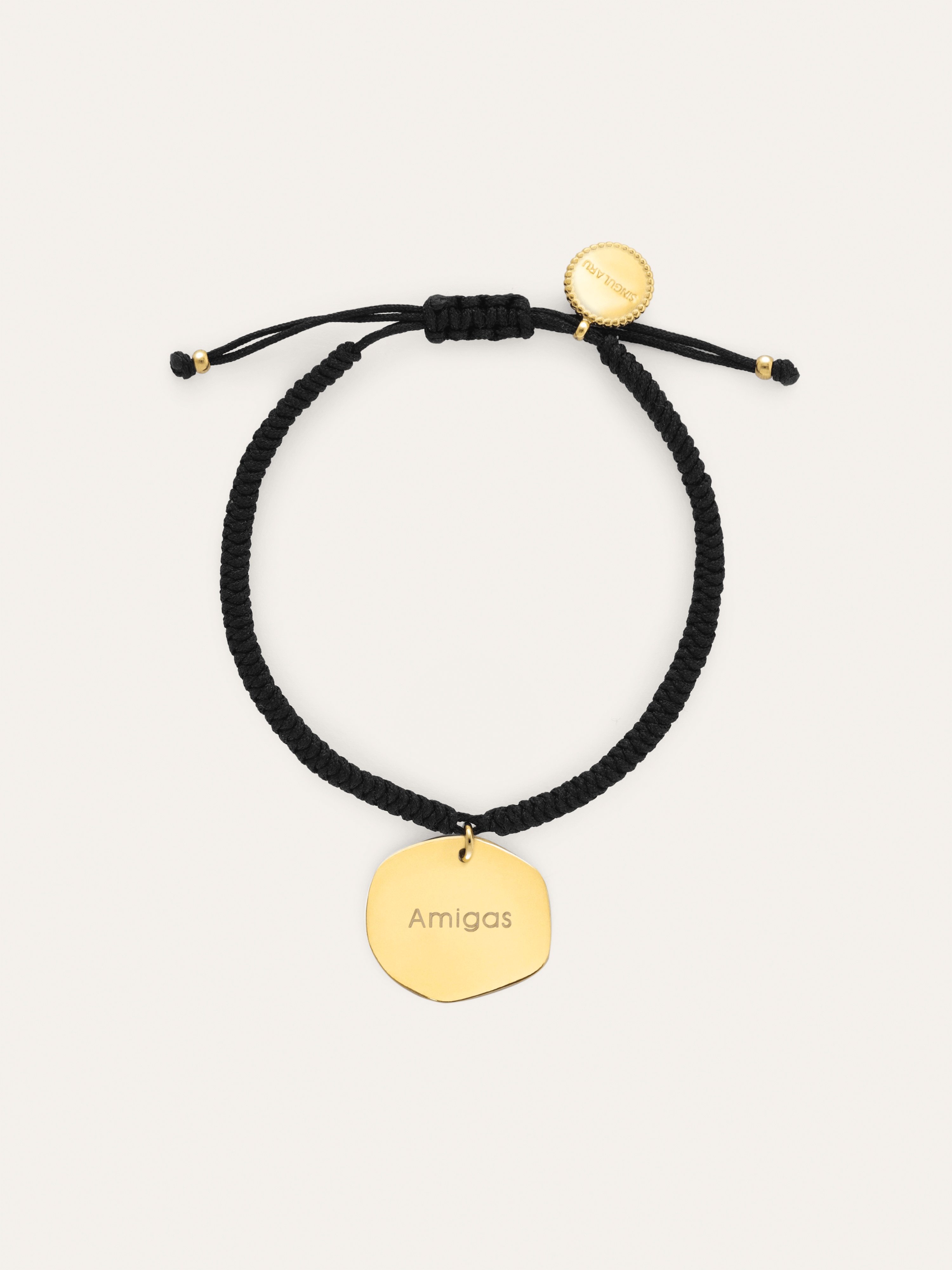 Personalisierbares Armband Medaillon Organic Schwarz Stahl Vergoldet