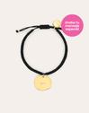 Personalisierbares Armband Medaillon Organic Schwarz Stahl Vergoldet