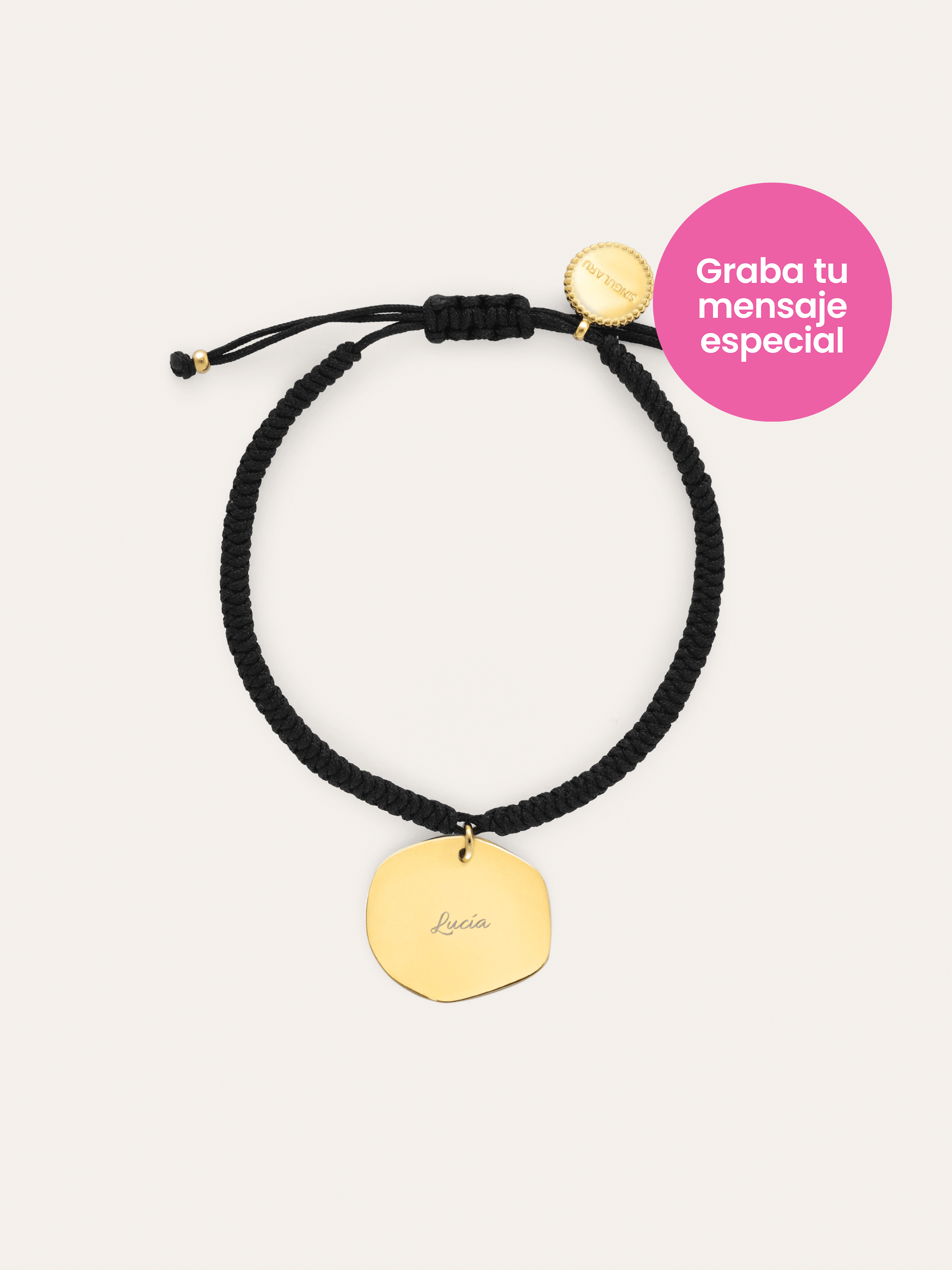 Personalisierbares Armband Medaillon Organic Schwarz Stahl Vergoldet