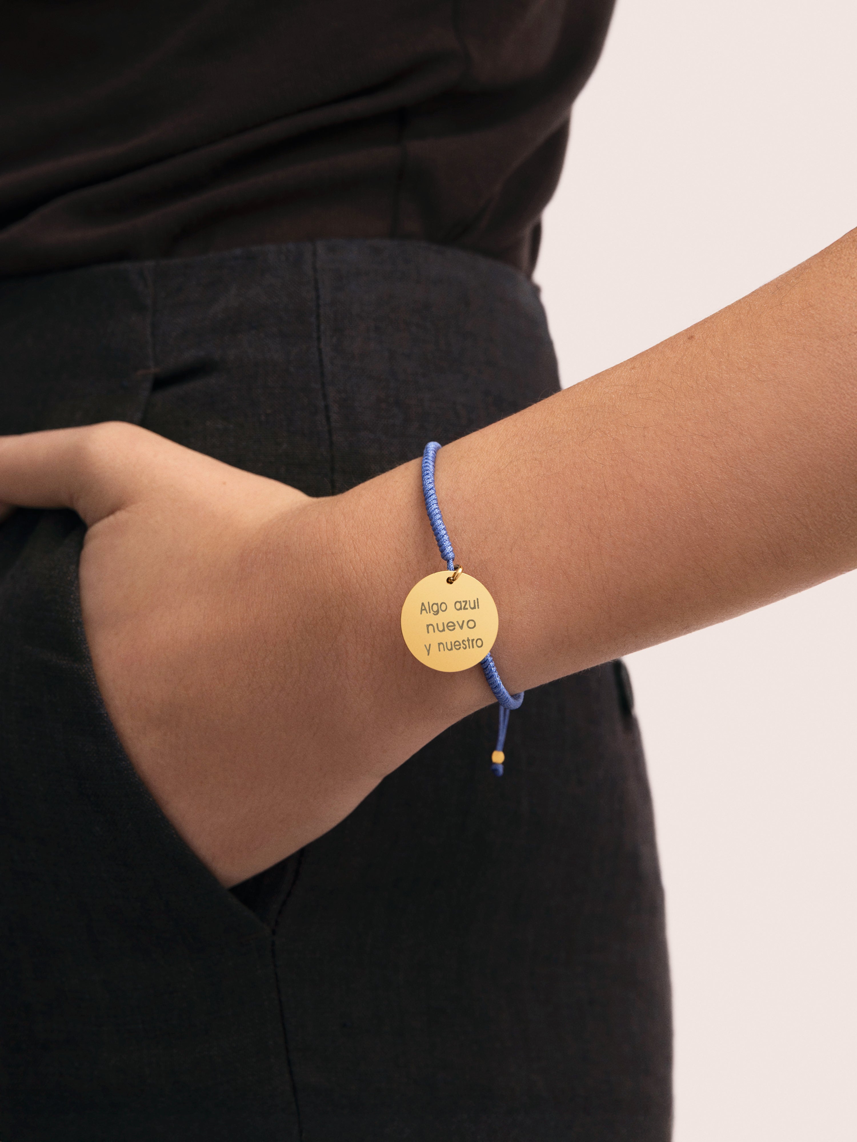Personalisierbares Armband Medaillon Dream Blau Stahl Vergoldet