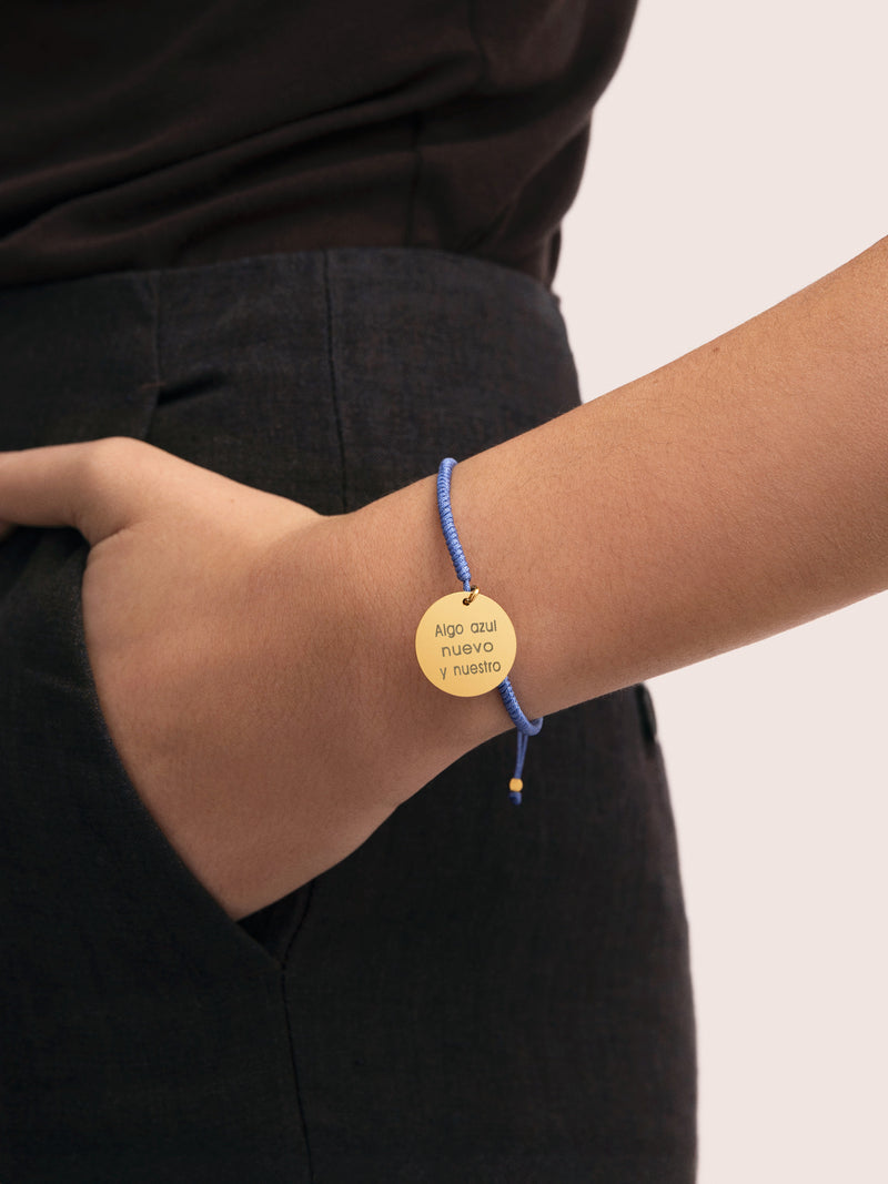Personalisierbares Armband Medaillon Dream Blau Stahl Vergoldet
