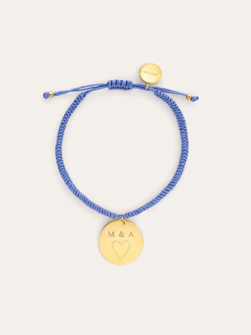 Personalisierbares Armband Medaillon Dream Blau Stahl Vergoldet