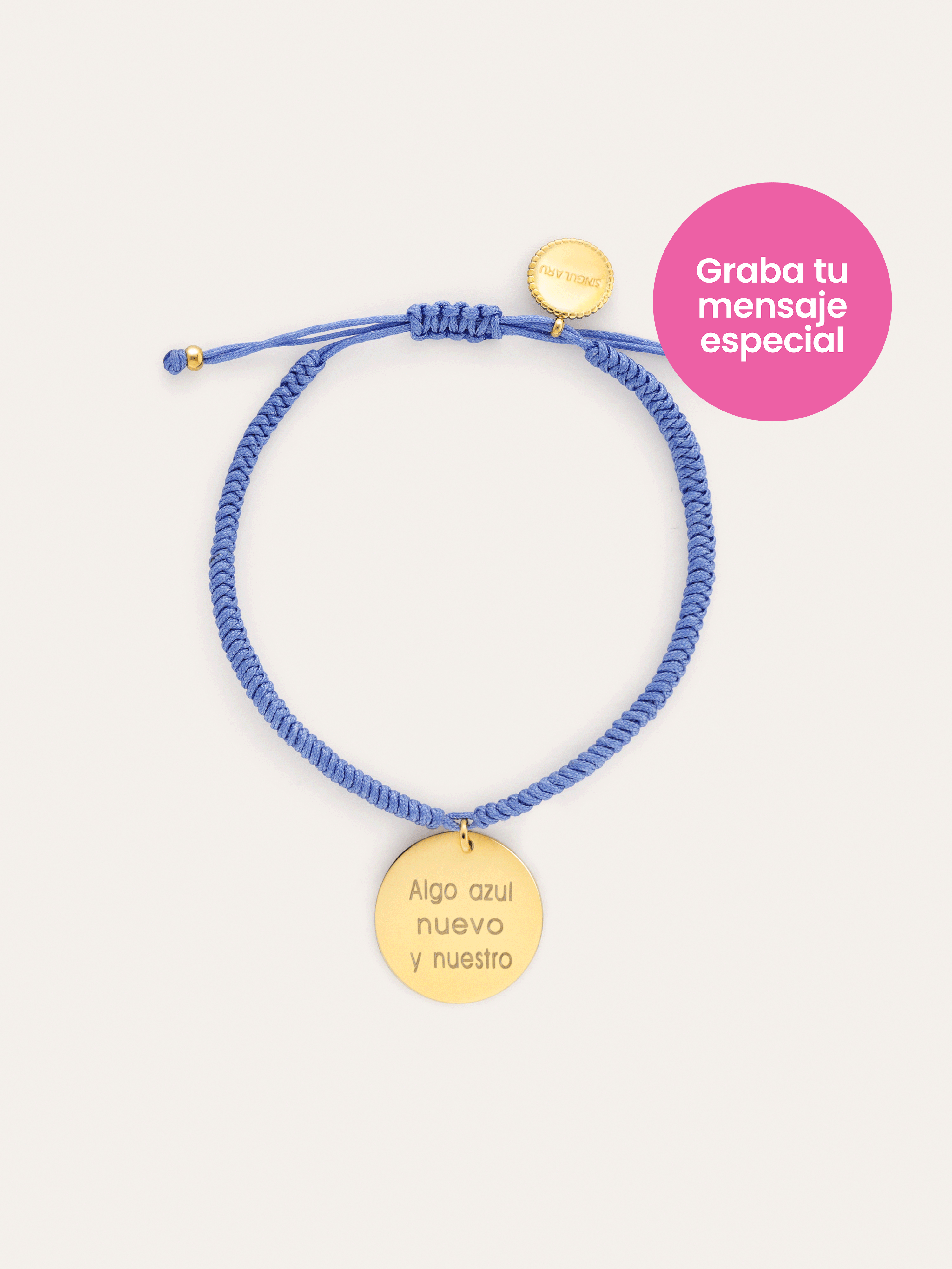Personalisierbares Armband Medaillon Dream Blau Stahl Vergoldet