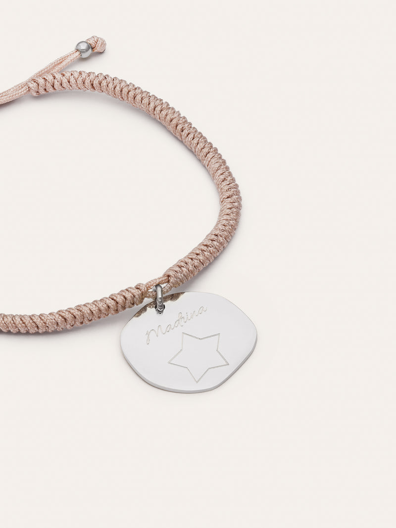 Bracciale Personalizzato Medaglione Organic Rosa Acciaio
