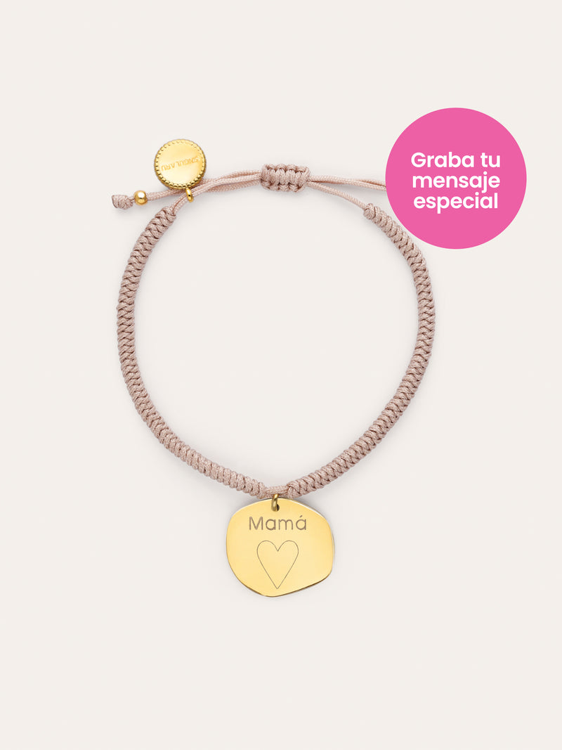 Personalisierbares Armband Medaillon Organic Rose Stahl Vergoldet
