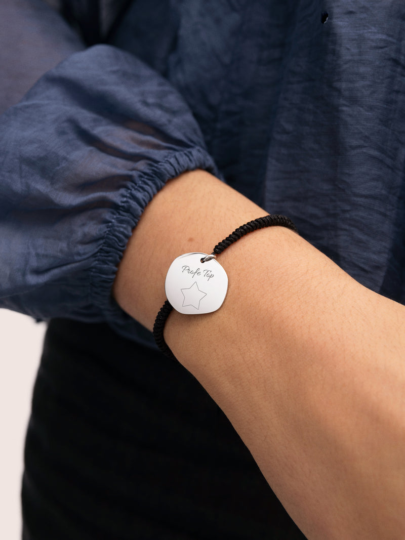 Personalisierbares Armband Medaillon Organic Schwarz Stahl