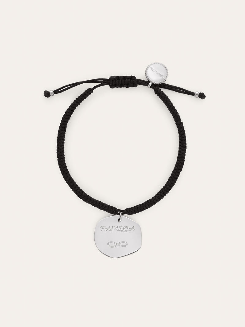 Personalisierbares Armband Medaillon Organic Schwarz Stahl