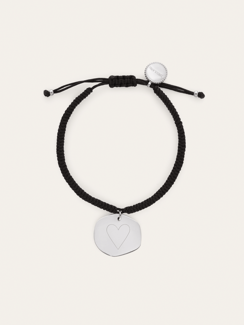 Personalisierbares Armband Medaillon Organic Schwarz Stahl