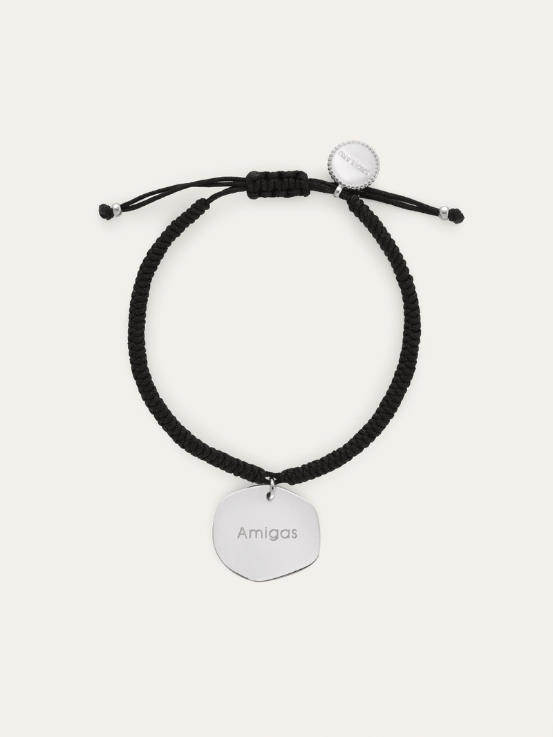 Personalisierbares Armband Medaillon Organic Schwarz Stahl