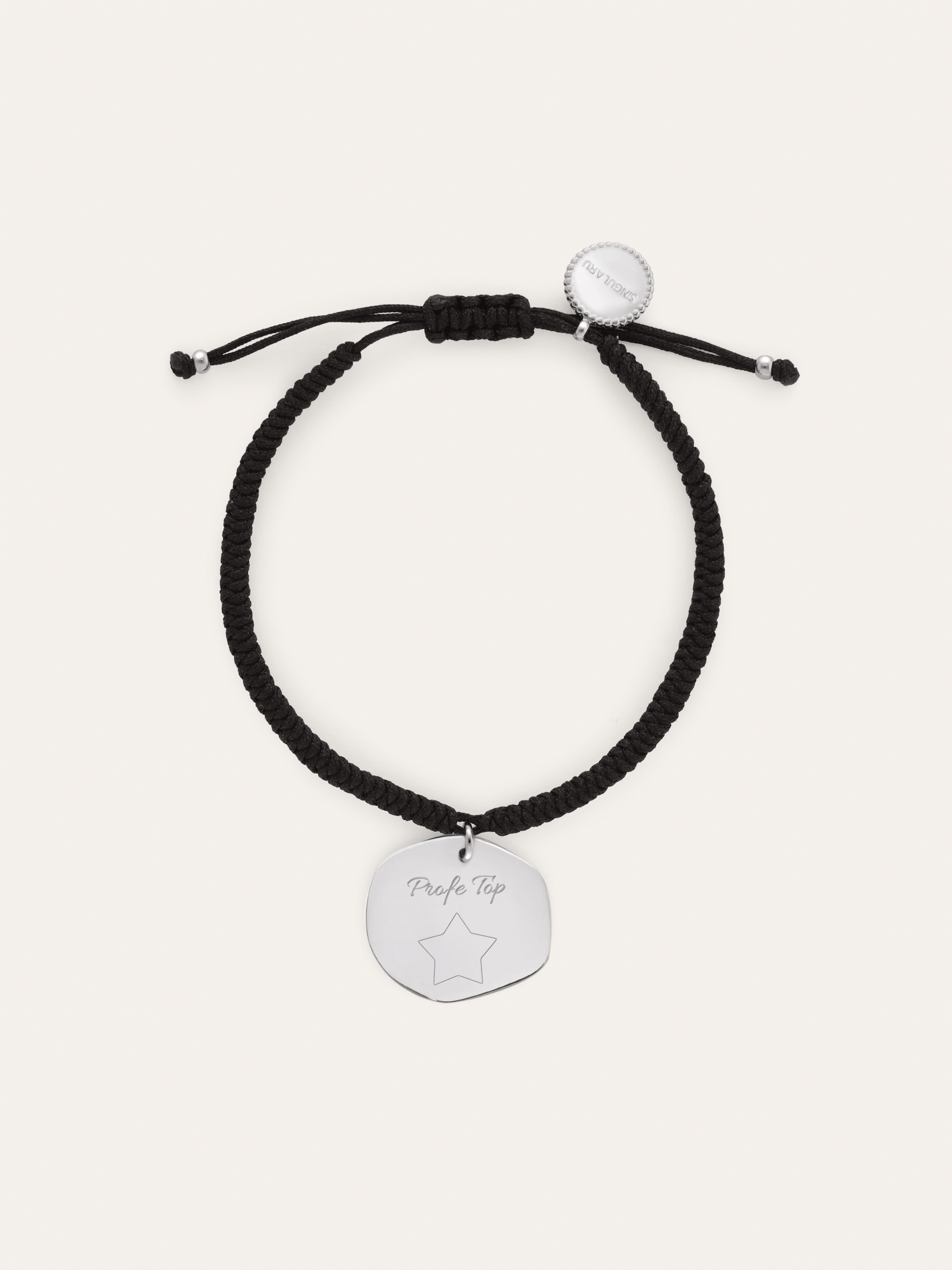 Personalisierbares Armband Medaillon Organic Schwarz Stahl