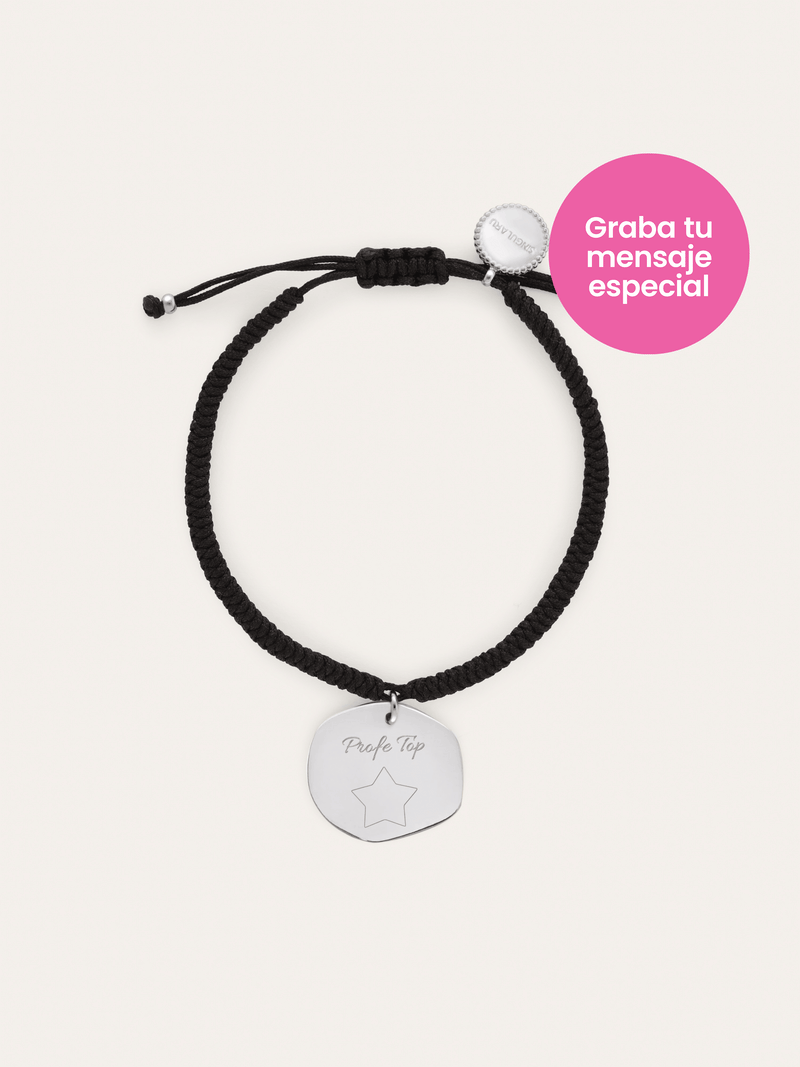 Personalisierbares Armband Medaillon Organic Schwarz Stahl