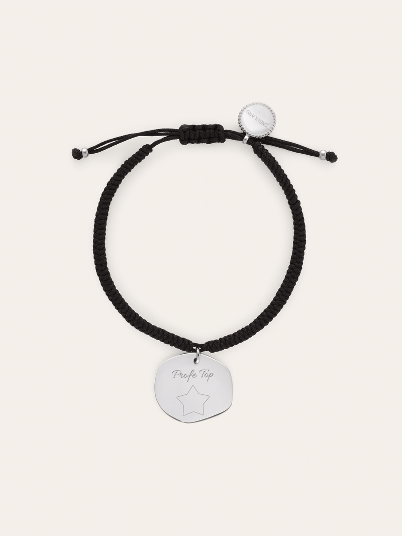 Personalisierbares Armband Medaillon Organic Schwarz Stahl