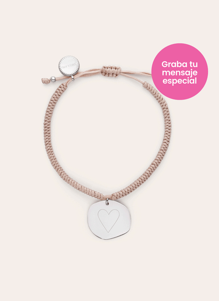 Bracciale Personalizzato Medaglione Organic Rosa Acciaio