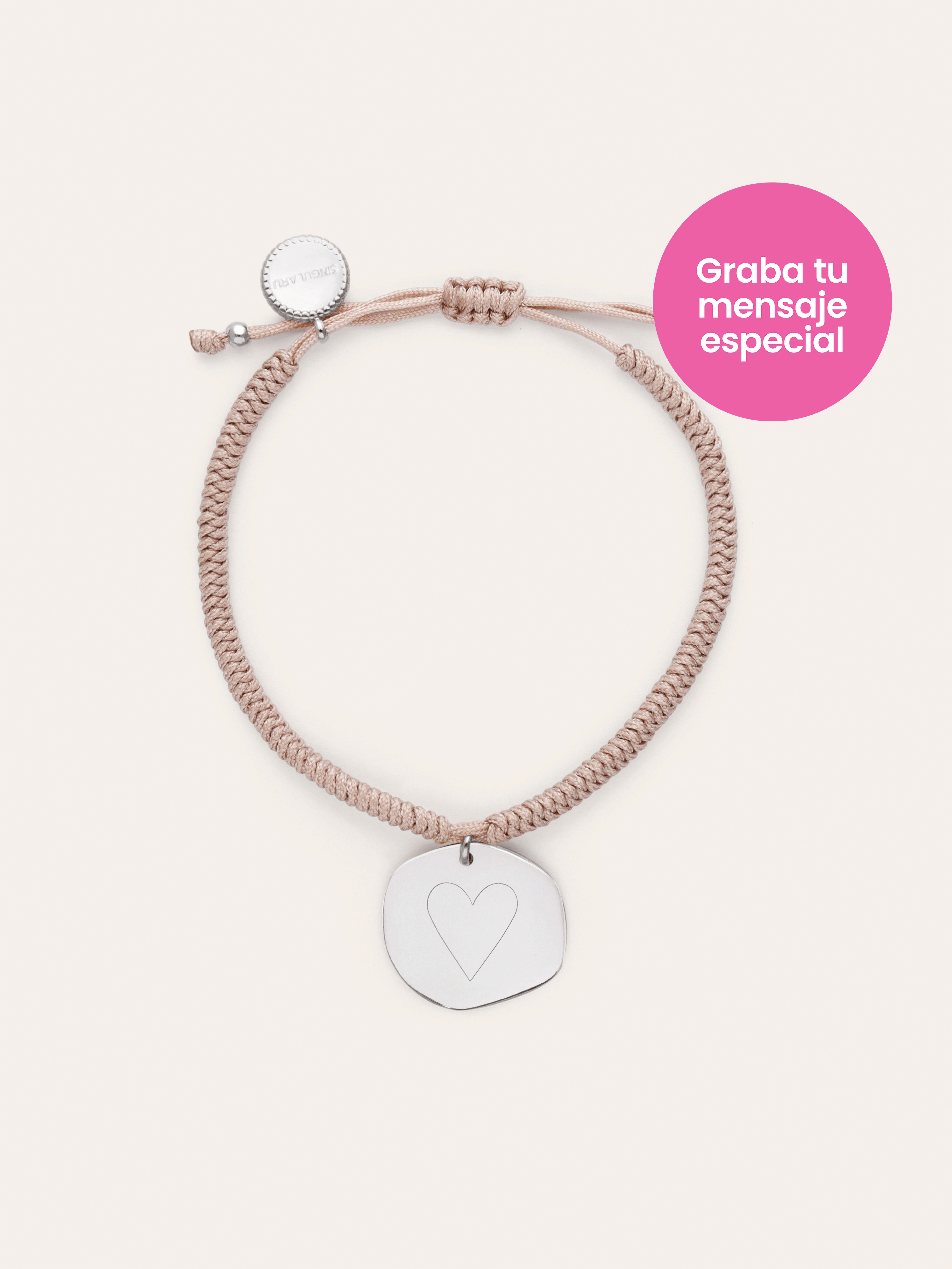 Bracciale Personalizzato Medaglione Organic Rosa Acciaio
