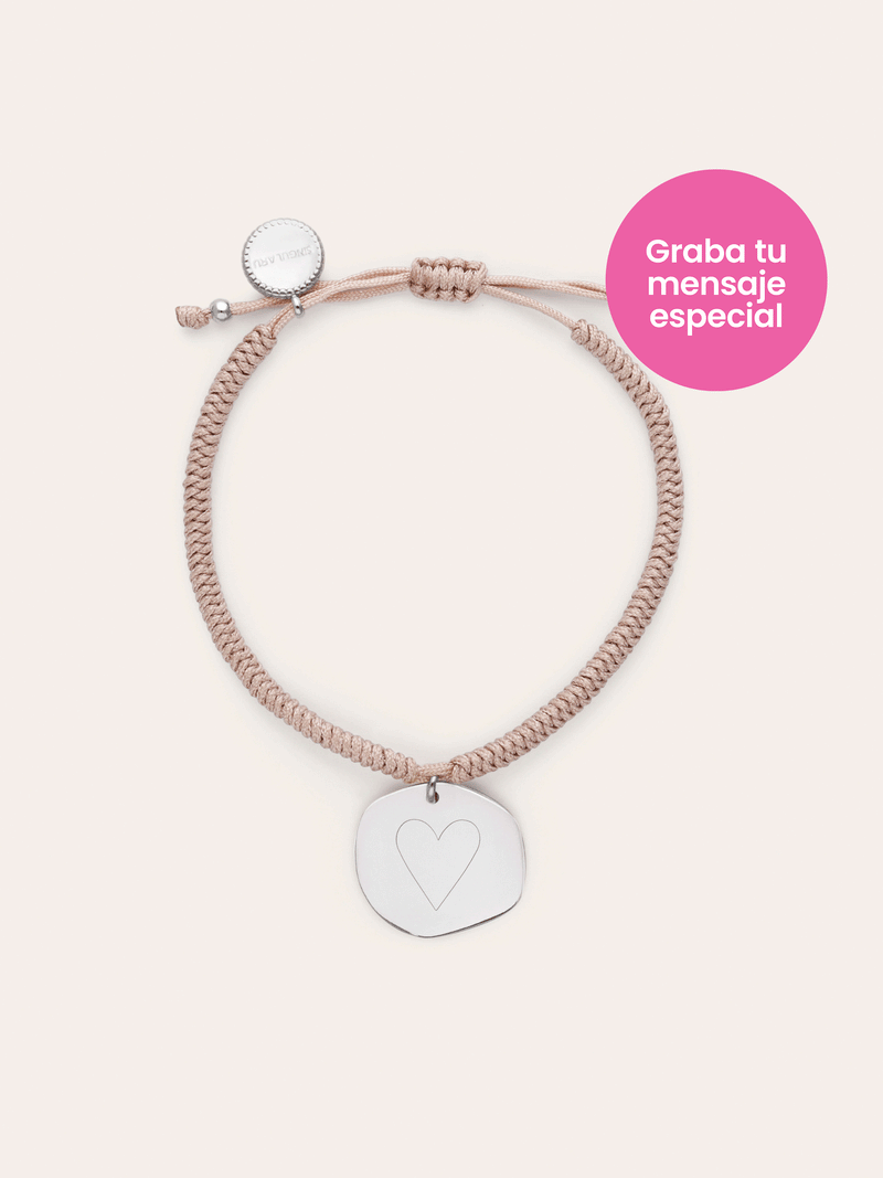 Bracciale Personalizzato Medaglione Organic Rosa Acciaio