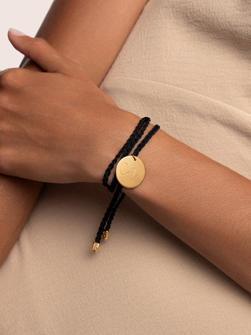 Bracelet Personnalisé Dream Noir Argent Plaqué Or