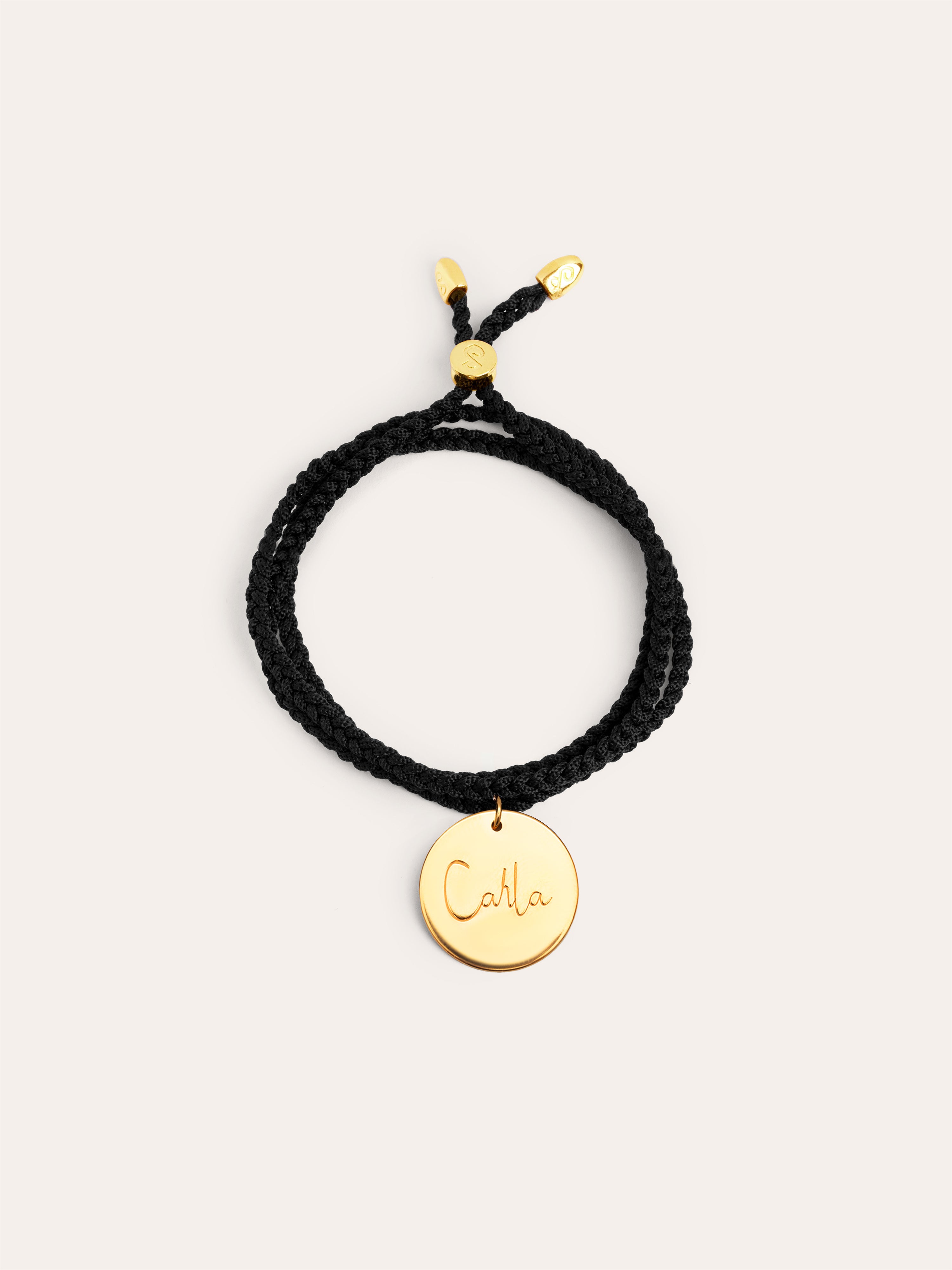 Pulsera Personalizada Dream Negra Plata Baño Oro