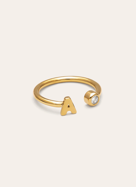 Anillo Personalizado Letter Spark Acero Baño Oro
