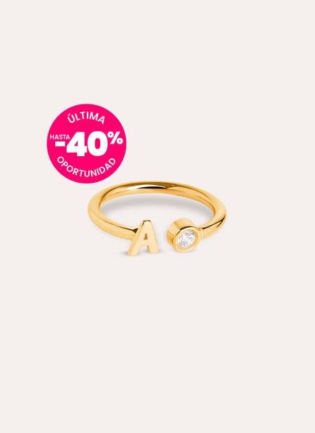 Letter Diamond Personalized Gold Ring