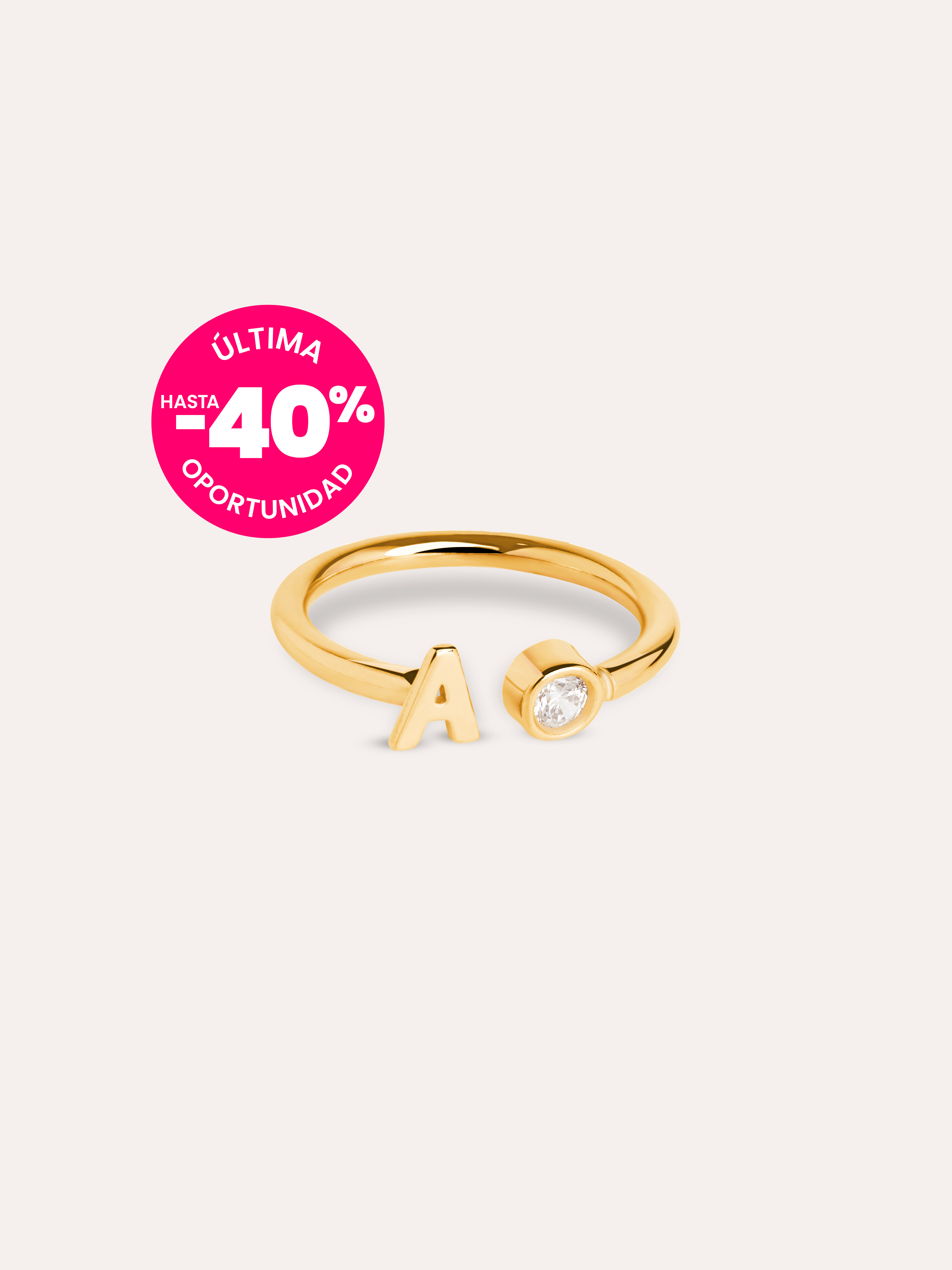 Letter Diamond Personalized Gold Ring