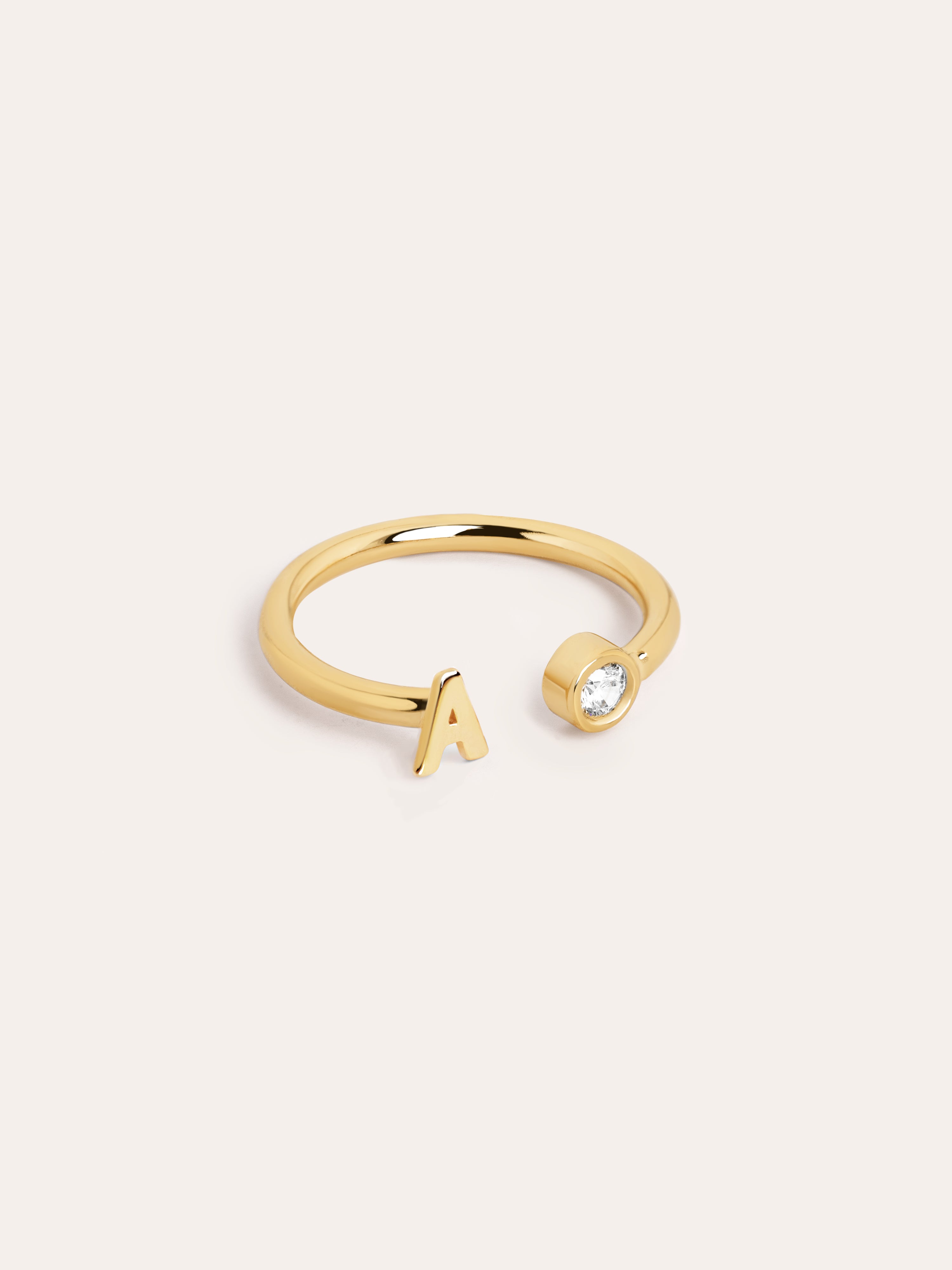 Letter Diamond Personalized Gold Ring