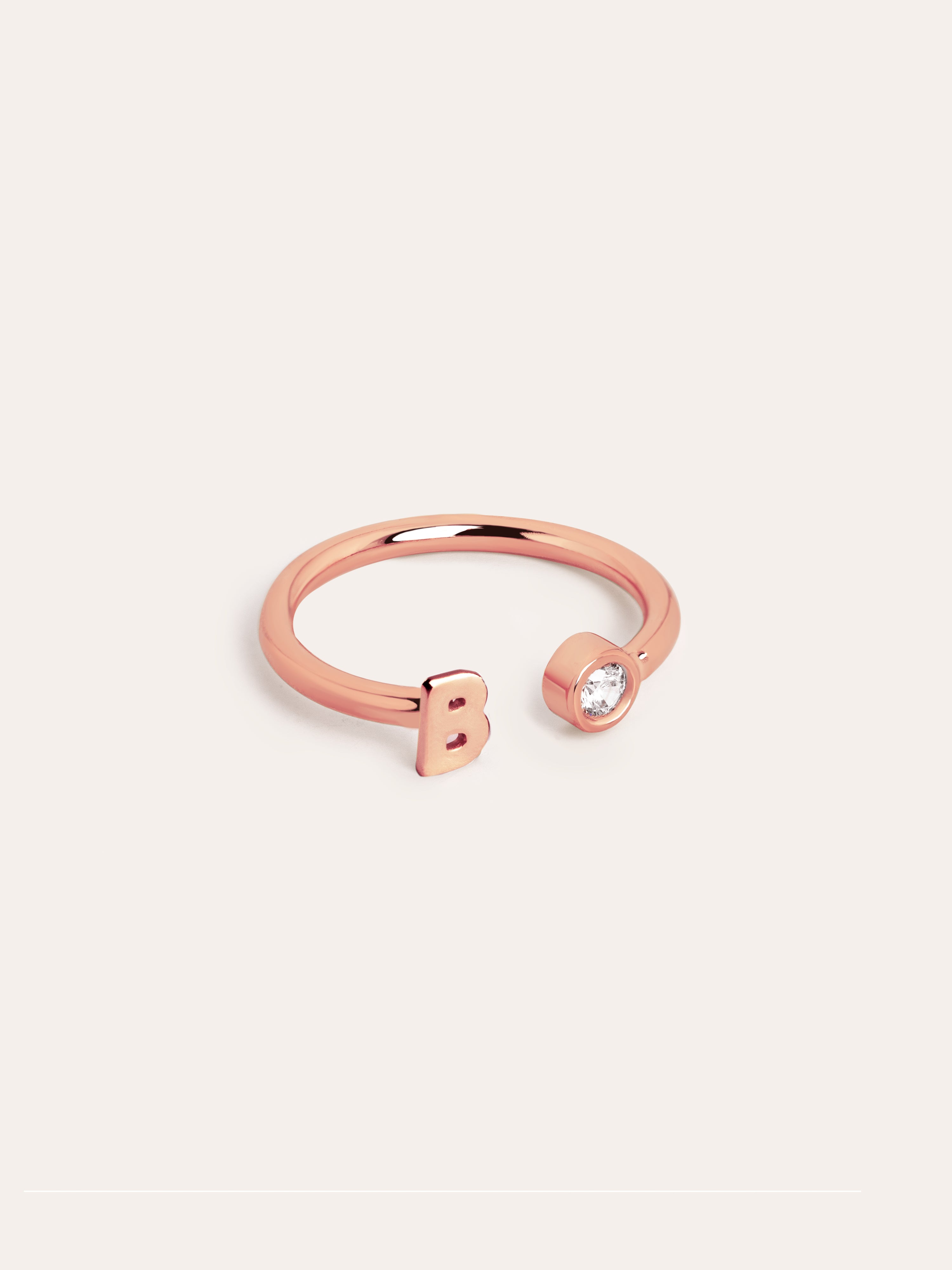 Letter Diamond Personalized Rose Gold Ring