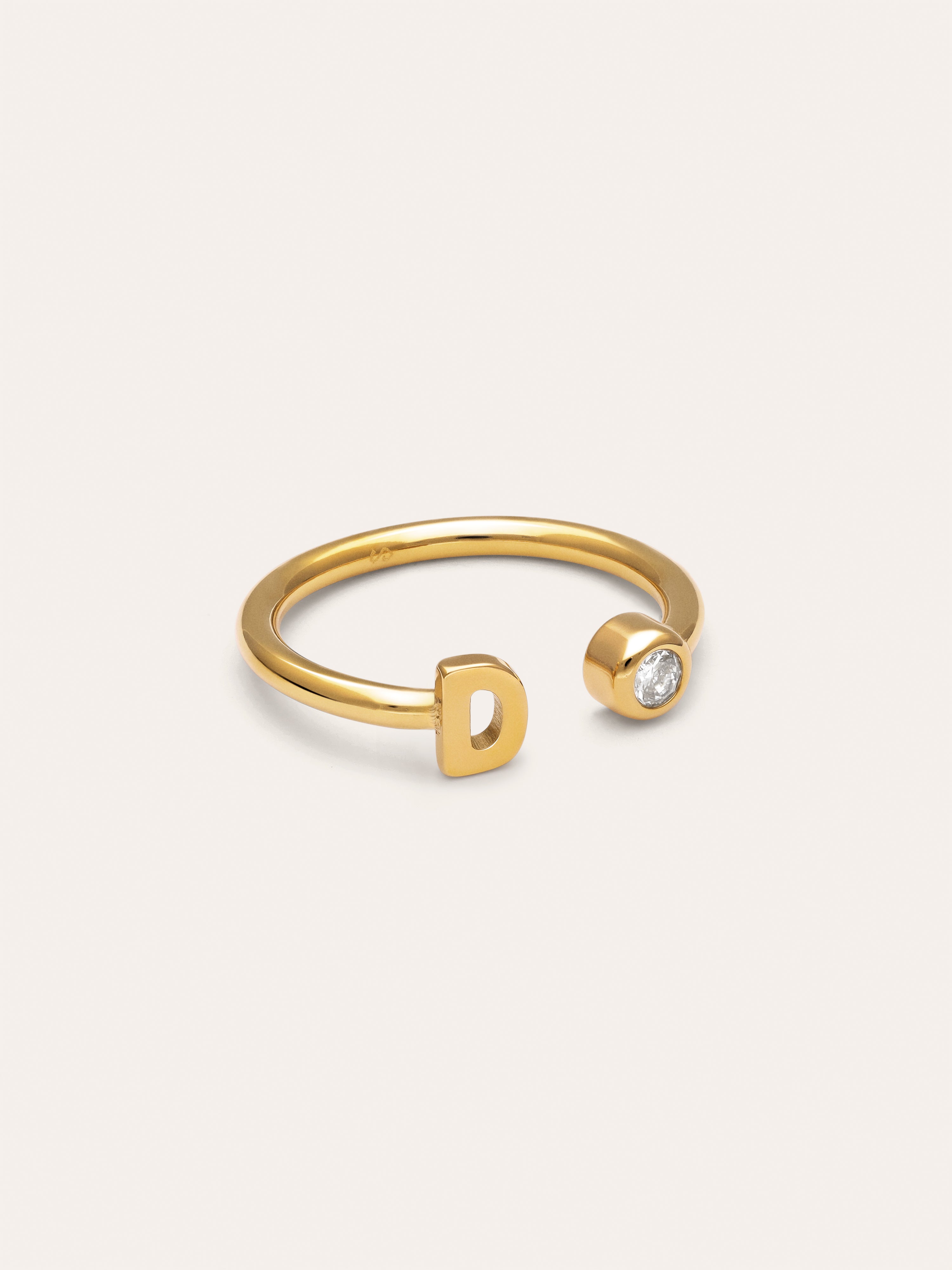 Anillo Personalizado Letter Spark Acero Baño Oro