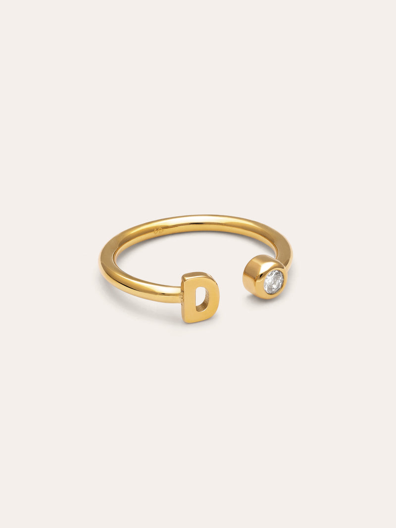 Anillo Personalizado Letter Spark Acero Baño Oro
