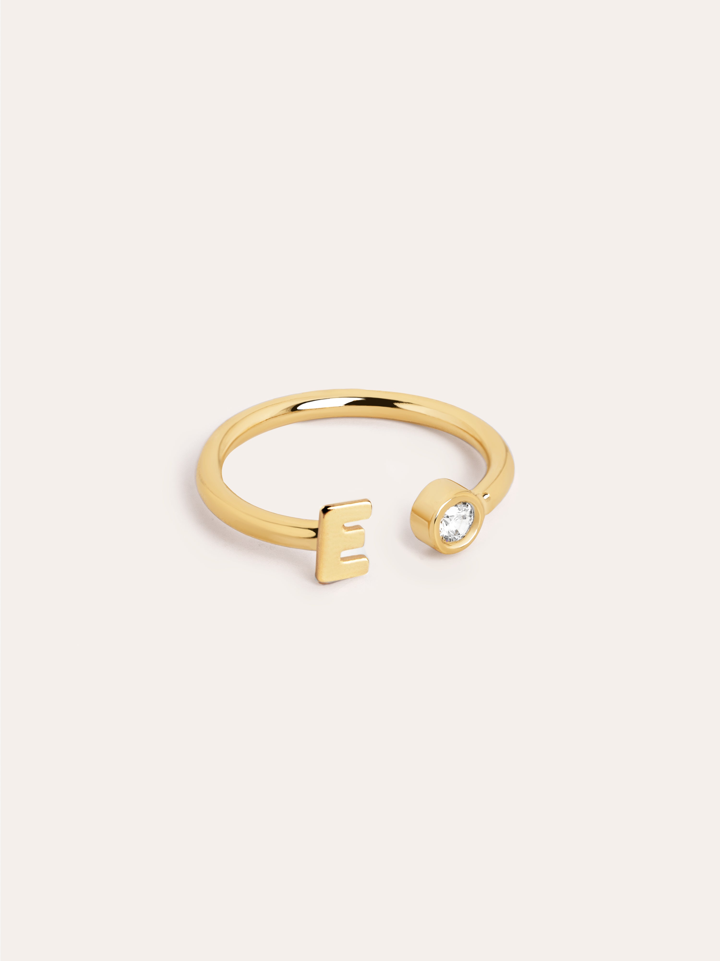 Letter Diamond Personalized Gold Ring